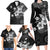 Hawaii Tapa Pattern With Black Hibiscus Family Matching Long Sleeve Bodycon Dress and Hawaiian Shirt