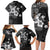 Hawaii Tapa Pattern With Black Hibiscus Family Matching Long Sleeve Bodycon Dress and Hawaiian Shirt