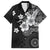 Hawaii Tapa Pattern With Black Hibiscus Family Matching Long Sleeve Bodycon Dress and Hawaiian Shirt