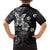 Hawaii Tapa Pattern With Black Hibiscus Family Matching Off The Shoulder Long Sleeve Dress and Hawaiian Shirt