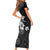 Hawaii Tapa Pattern With Black Hibiscus Family Matching Short Sleeve Bodycon Dress and Hawaiian Shirt