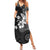 Hawaii Tapa Pattern With Black Hibiscus Family Matching Summer Maxi Dress and Hawaiian Shirt