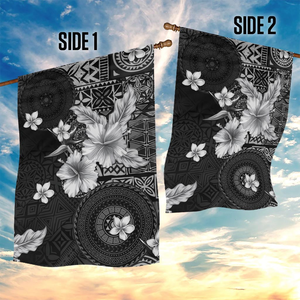 Hawaii Tapa Pattern With Black Hibiscus Garden Flag LT05 - Polynesian Pride