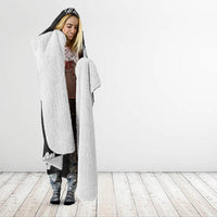 Hawaii Tapa Pattern With Black Hibiscus Hooded Blanket LT05 - Polynesian Pride