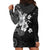 Hawaii Tapa Pattern With Black Hibiscus Hoodie Dress