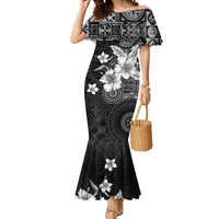 Hawaii Tapa Pattern With Black Hibiscus Mermaid Dress LT05 Women Black - Polynesian Pride