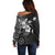 Hawaii Tapa Pattern With Black Hibiscus Off Shoulder Sweater