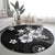 Hawaii Tapa Pattern With Black Hibiscus Round Carpet