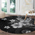 Hawaii Tapa Pattern With Black Hibiscus Round Carpet