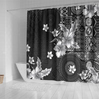 Hawaii Tapa Pattern With Black Hibiscus Shower Curtain LT05 - Polynesian Pride