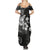 Hawaii Tapa Pattern With Black Hibiscus Summer Maxi Dress