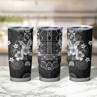 Hawaii Tapa Pattern With Black Hibiscus Tumbler Cup LT05 - Polynesian Pride