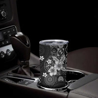 Hawaii Tapa Pattern With Black Hibiscus Tumbler Cup LT05 - Polynesian Pride