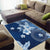 Hawaii Tapa Pattern With Navy Hibiscus Area Rug