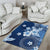 Hawaii Tapa Pattern With Navy Hibiscus Area Rug