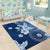 Hawaii Tapa Pattern With Navy Hibiscus Area Rug