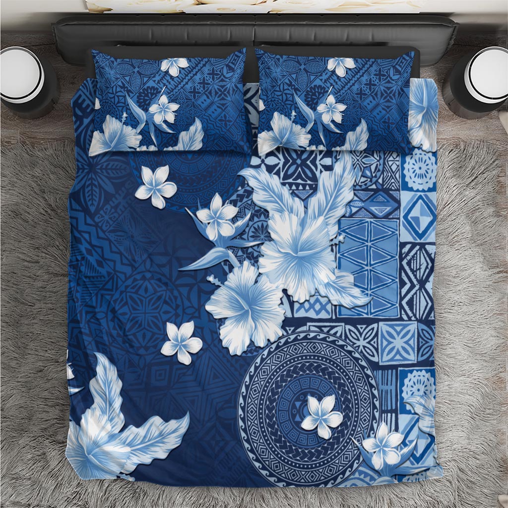 Hawaii Tapa Pattern With Navy Hibiscus Bedding Set