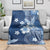 Hawaii Tapa Pattern With Navy Hibiscus Blanket