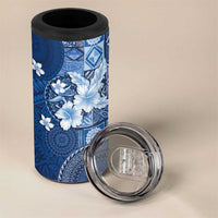 Hawaii Tapa Pattern With Navy Hibiscus 4 in 1 Can Cooler Tumbler LT05 - Polynesian Pride