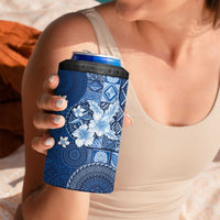 Hawaii Tapa Pattern With Navy Hibiscus 4 in 1 Can Cooler Tumbler LT05 - Polynesian Pride