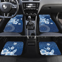 Hawaii Tapa Pattern With Navy Hibiscus Car Mats LT05 Set 4pcs Navy - Polynesian Pride