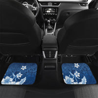 Hawaii Tapa Pattern With Navy Hibiscus Car Mats LT05 Set 2pcs - Back Navy - Polynesian Pride