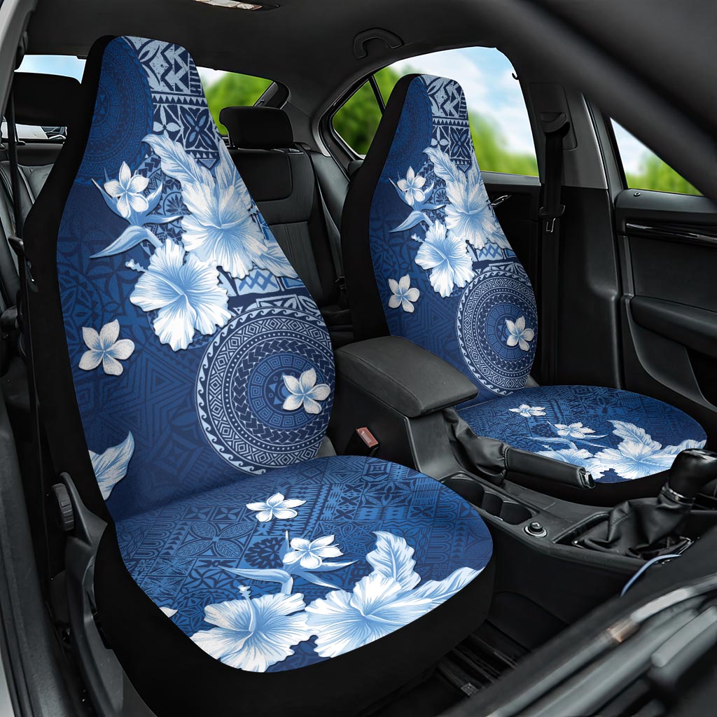 Hawaii Tapa Pattern With Navy Hibiscus Car Seat Cover LT05 One Size Navy - Polynesian Pride