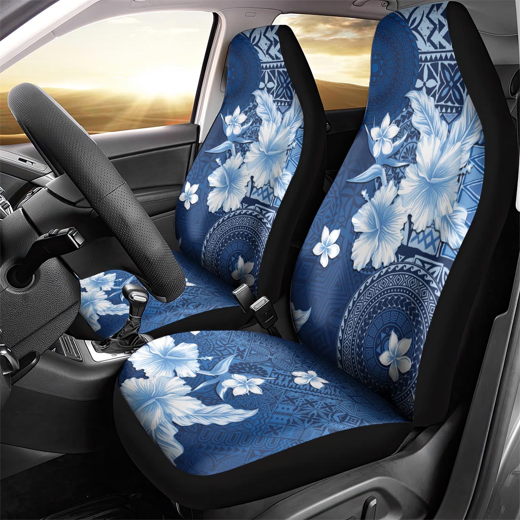 Hawaii Tapa Pattern With Navy Hibiscus Car Seat Cover LT05 - Polynesian Pride