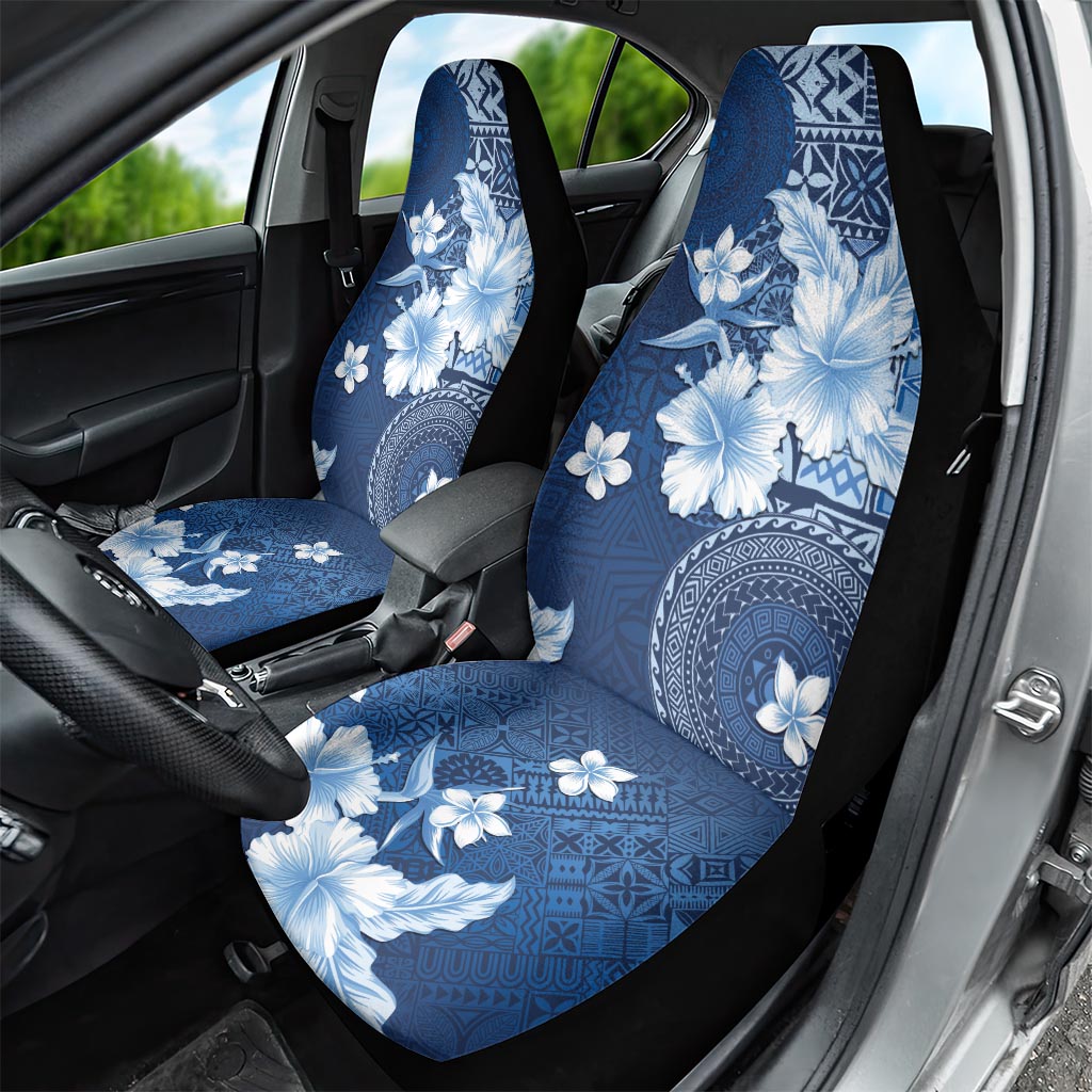 Hawaii Tapa Pattern With Navy Hibiscus Car Seat Cover LT05 - Polynesian Pride