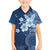 Hawaii Tapa Pattern With Navy Hibiscus Family Matching Off The Shoulder Long Sleeve Dress and Hawaiian Shirt