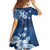 Hawaii Tapa Pattern With Navy Hibiscus Family Matching Off Shoulder Short Dress and Hawaiian Shirt