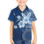 Hawaii Tapa Pattern With Navy Hibiscus Family Matching Short Sleeve Bodycon Dress and Hawaiian Shirt