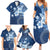 Hawaii Tapa Pattern With Navy Hibiscus Family Matching Summer Maxi Dress and Hawaiian Shirt