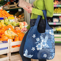 Hawaii Tapa Pattern With Navy Hibiscus Grocery Bag LT05 - Polynesian Pride