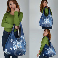 Hawaii Tapa Pattern With Navy Hibiscus Grocery Bag LT05 - Polynesian Pride