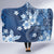 Hawaii Tapa Pattern With Navy Hibiscus Hooded Blanket