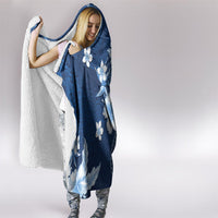 Hawaii Tapa Pattern With Navy Hibiscus Hooded Blanket LT05 - Polynesian Pride