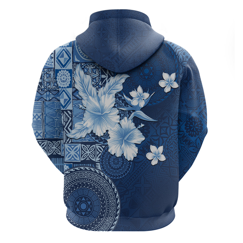 Hawaii Tapa Pattern With Navy Hibiscus Hoodie LT05 - Polynesian Pride