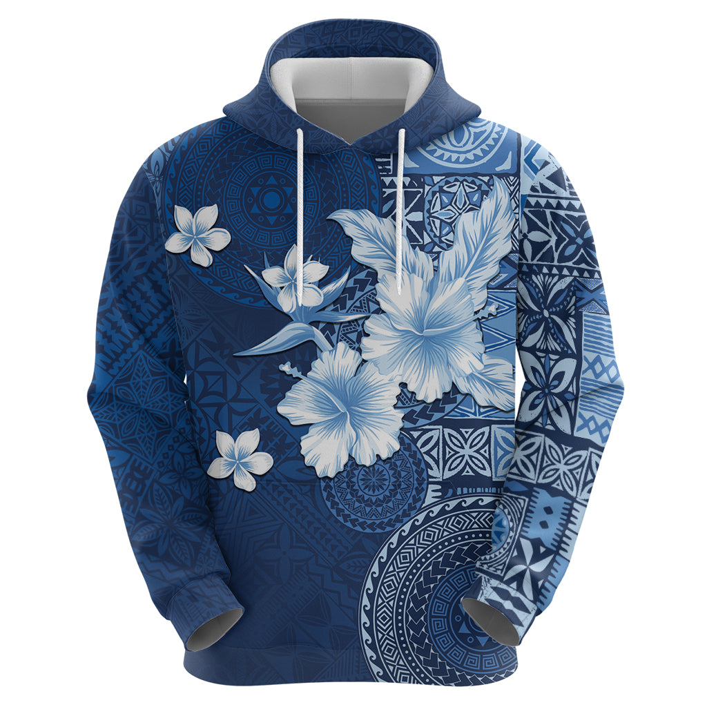 Hawaii Tapa Pattern With Navy Hibiscus Hoodie LT05 - Polynesian Pride