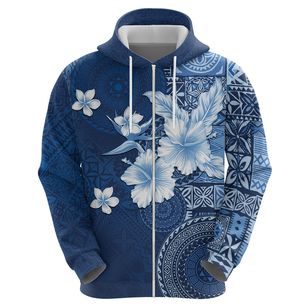 Hawaii Tapa Pattern With Navy Hibiscus Hoodie LT05 - Polynesian Pride