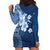 Hawaii Tapa Pattern With Navy Hibiscus Hoodie Dress