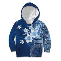 Hawaii Tapa Pattern With Navy Hibiscus Kid Hoodie LT05 Hoodie Navy - Polynesian Pride