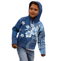 Hawaii Tapa Pattern With Navy Hibiscus Kid Hoodie LT05 - Polynesian Pride