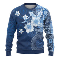 Hawaii Tapa Pattern With Navy Hibiscus Ugly Christmas Sweater LT05 - Polynesian Pride