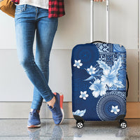 Hawaii Tapa Pattern With Navy Hibiscus Luggage Cover LT05 - Polynesian Pride