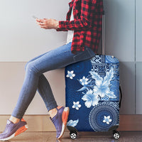 Hawaii Tapa Pattern With Navy Hibiscus Luggage Cover LT05 - Polynesian Pride