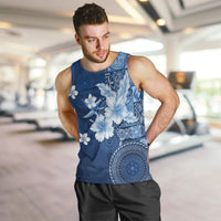 Hawaii Tapa Pattern With Navy Hibiscus Men Tank Top LT05 Navy - Polynesian Pride