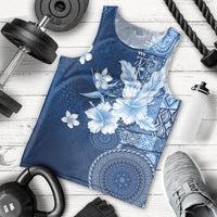 Hawaii Tapa Pattern With Navy Hibiscus Men Tank Top LT05 - Polynesian Pride