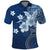 Hawaii Tapa Pattern With Navy Hibiscus Polo Shirt