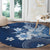 Hawaii Tapa Pattern With Navy Hibiscus Round Carpet